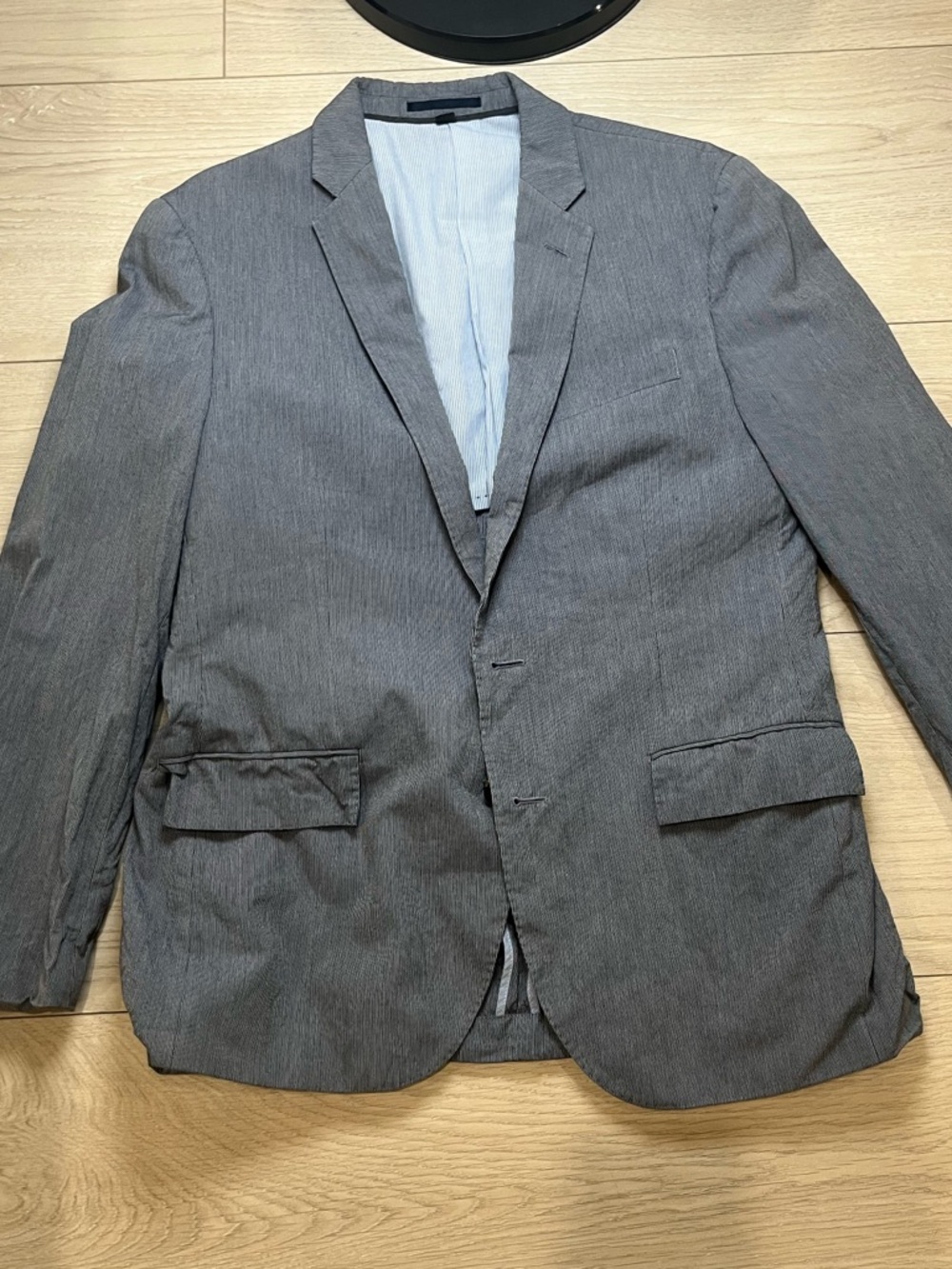 J.Crew Ludlow grey suit jacket Size 40s  Blue Gray Stripe Needs To Be Pressed